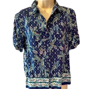 Women's Paisley Print Top - Blue